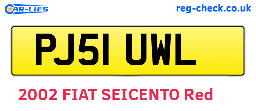 PJ51UWL are the vehicle registration plates.