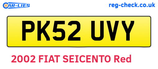 PK52UVY are the vehicle registration plates.