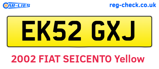EK52GXJ are the vehicle registration plates.