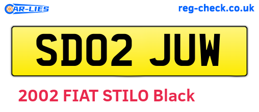 SD02JUW are the vehicle registration plates.