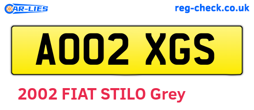 AO02XGS are the vehicle registration plates.