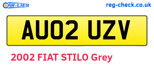 AU02UZV are the vehicle registration plates.