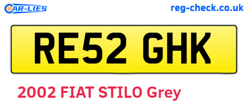 RE52GHK are the vehicle registration plates.