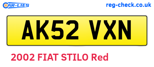 AK52VXN are the vehicle registration plates.