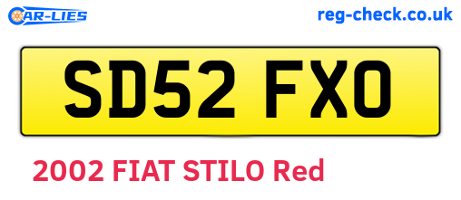 SD52FXO are the vehicle registration plates.