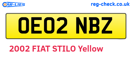 OE02NBZ are the vehicle registration plates.