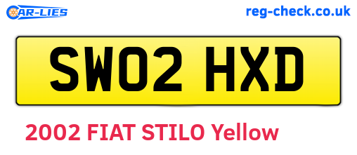 SW02HXD are the vehicle registration plates.