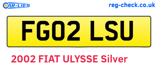 FG02LSU are the vehicle registration plates.