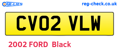 CV02VLW are the vehicle registration plates.