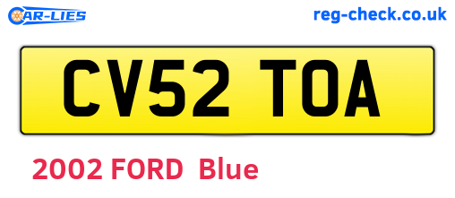 CV52TOA are the vehicle registration plates.