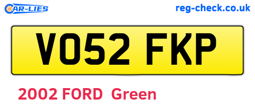 VO52FKP are the vehicle registration plates.
