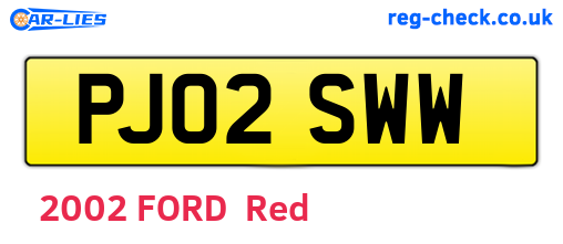 PJ02SWW are the vehicle registration plates.