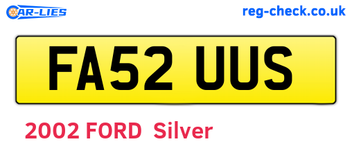 FA52UUS are the vehicle registration plates.