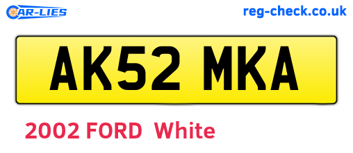 AK52MKA are the vehicle registration plates.