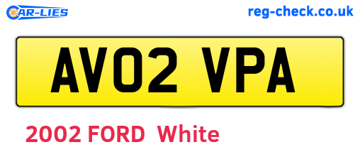 AV02VPA are the vehicle registration plates.