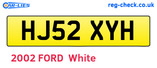HJ52XYH are the vehicle registration plates.