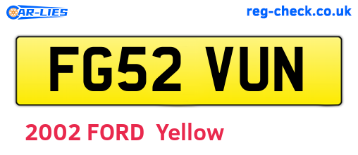 FG52VUN are the vehicle registration plates.