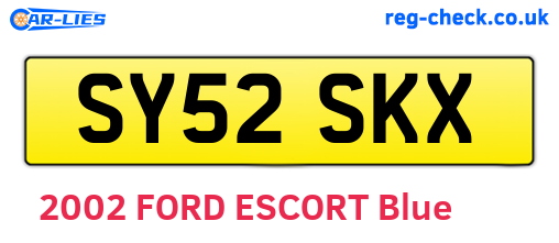 SY52SKX are the vehicle registration plates.