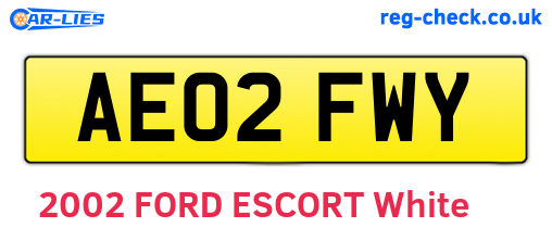 AE02FWY are the vehicle registration plates.