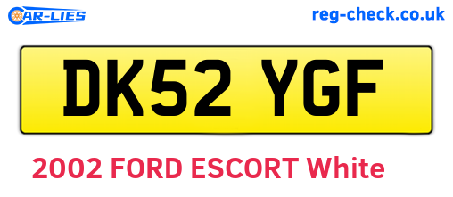 DK52YGF are the vehicle registration plates.