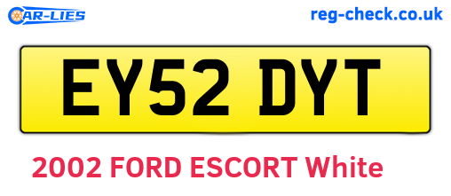 EY52DYT are the vehicle registration plates.