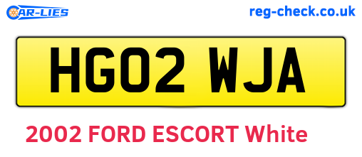 HG02WJA are the vehicle registration plates.