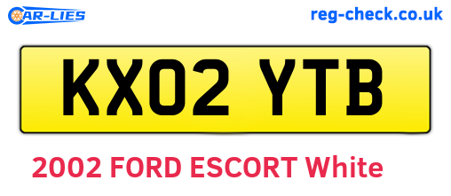 KX02YTB are the vehicle registration plates.