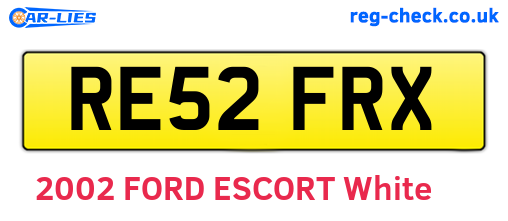 RE52FRX are the vehicle registration plates.