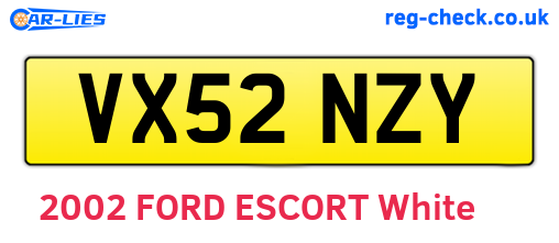 VX52NZY are the vehicle registration plates.