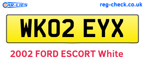 WK02EYX are the vehicle registration plates.