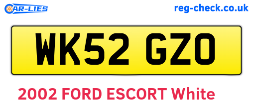 WK52GZO are the vehicle registration plates.