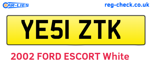YE51ZTK are the vehicle registration plates.