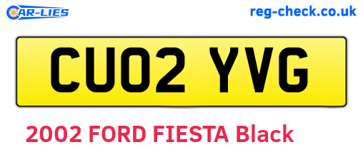 CU02YVG are the vehicle registration plates.