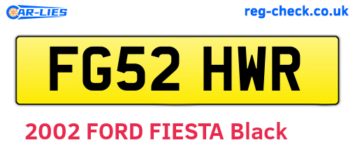 FG52HWR are the vehicle registration plates.