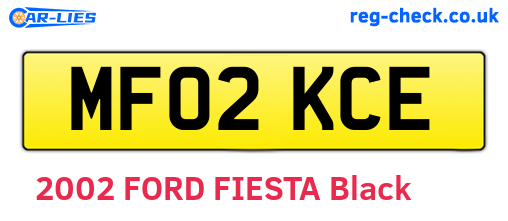 MF02KCE are the vehicle registration plates.