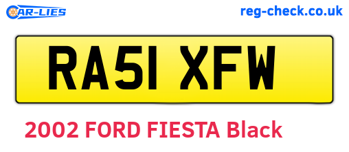 RA51XFW are the vehicle registration plates.