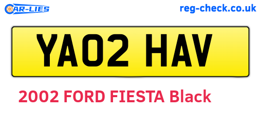 YA02HAV are the vehicle registration plates.