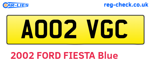 AO02VGC are the vehicle registration plates.