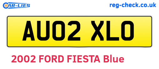 AU02XLO are the vehicle registration plates.