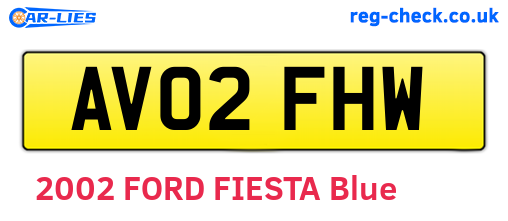 AV02FHW are the vehicle registration plates.