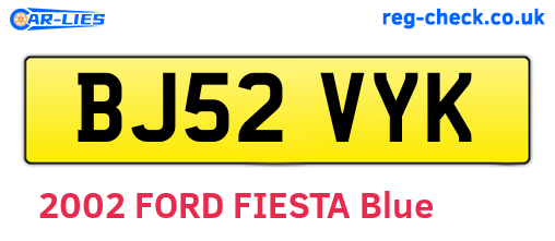 BJ52VYK are the vehicle registration plates.