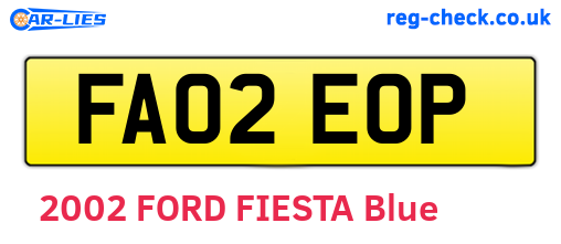 FA02EOP are the vehicle registration plates.