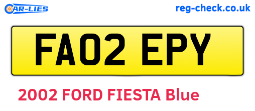 FA02EPY are the vehicle registration plates.