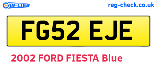 FG52EJE are the vehicle registration plates.