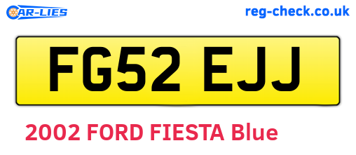 FG52EJJ are the vehicle registration plates.