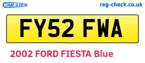 FY52FWA are the vehicle registration plates.