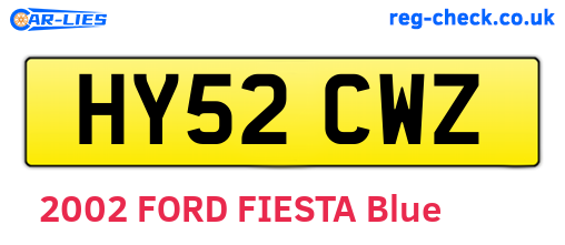 HY52CWZ are the vehicle registration plates.