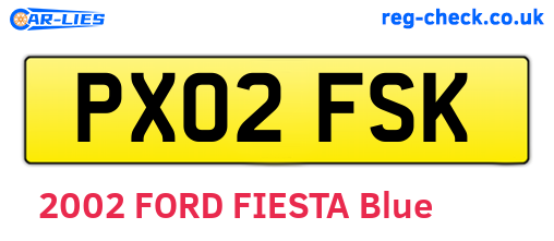PX02FSK are the vehicle registration plates.