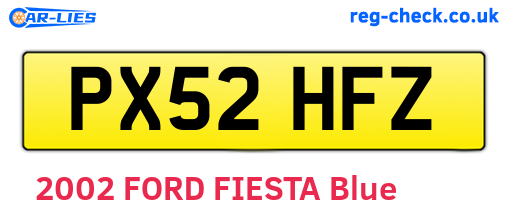 PX52HFZ are the vehicle registration plates.