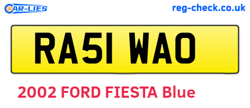RA51WAO are the vehicle registration plates.